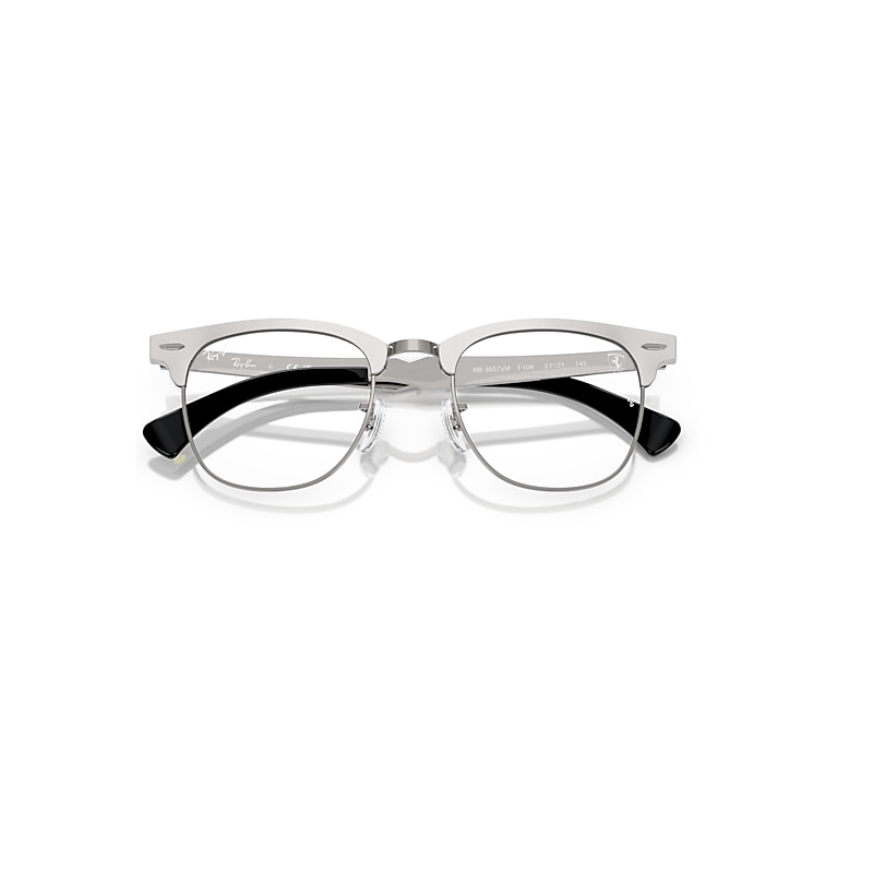 Ray-Ban Rb3807vm Optics Scuderia Ferrari Collection Optical Brushed Silver Frame Clear Lenses Polarized 51-21