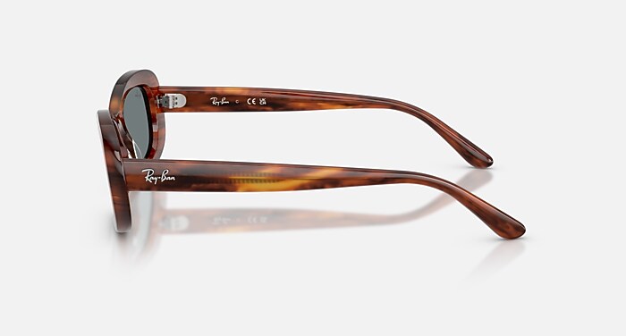 RB2221 Sunglasses in Striped Havana and Blue (53-18) - RB2221