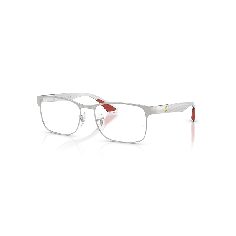 Ray-Ban Eyeglasses   Optics Scuderia Ferrari Collection - Matte Silver Frame Clear Lenses Polarized 53-17, RB8425M