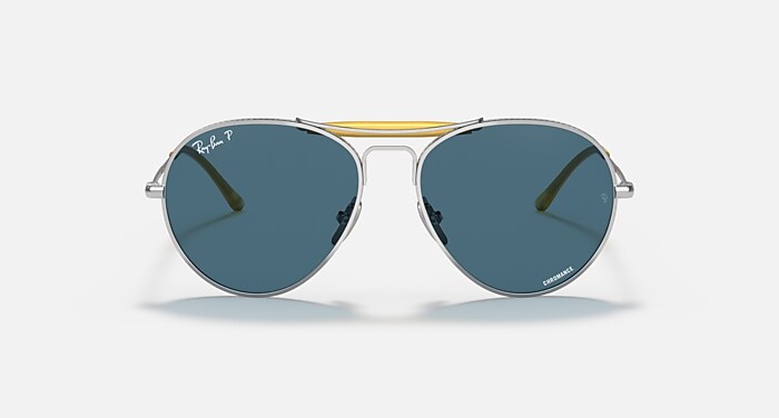 RB8063 TITANIUM Polarized Sunglasses in Silver and Polarized Blue