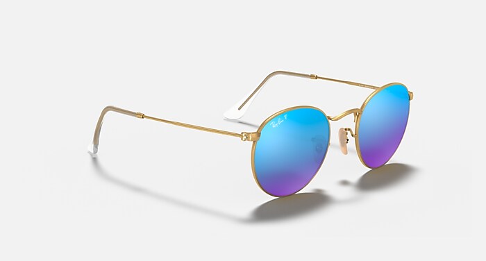 ROUND FLASH LENSES Sunglasses in Gold and Blue Polarized - RB3447