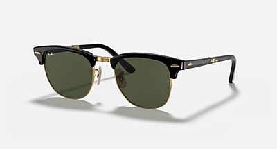 CLUBMASTER FOLDING Sunglasses in Black and G-15 Green - RB2176