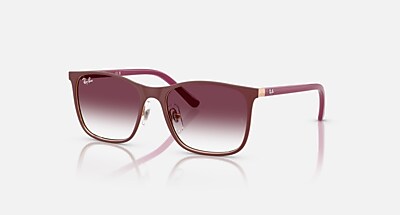 Ray-Ban サングラス ローズゴールド ブラウン RB9551S KIDS サングラス ローズゴールド上にボルドー と クリア諧調