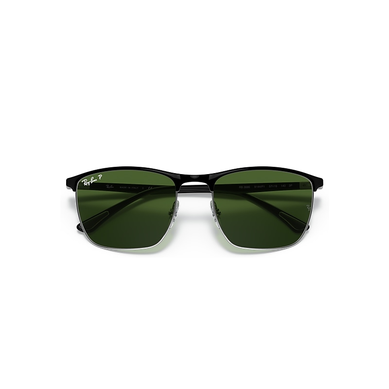 RB3686 POLARIZED+ LENSES Polarized Sunglasses in Black On Silver