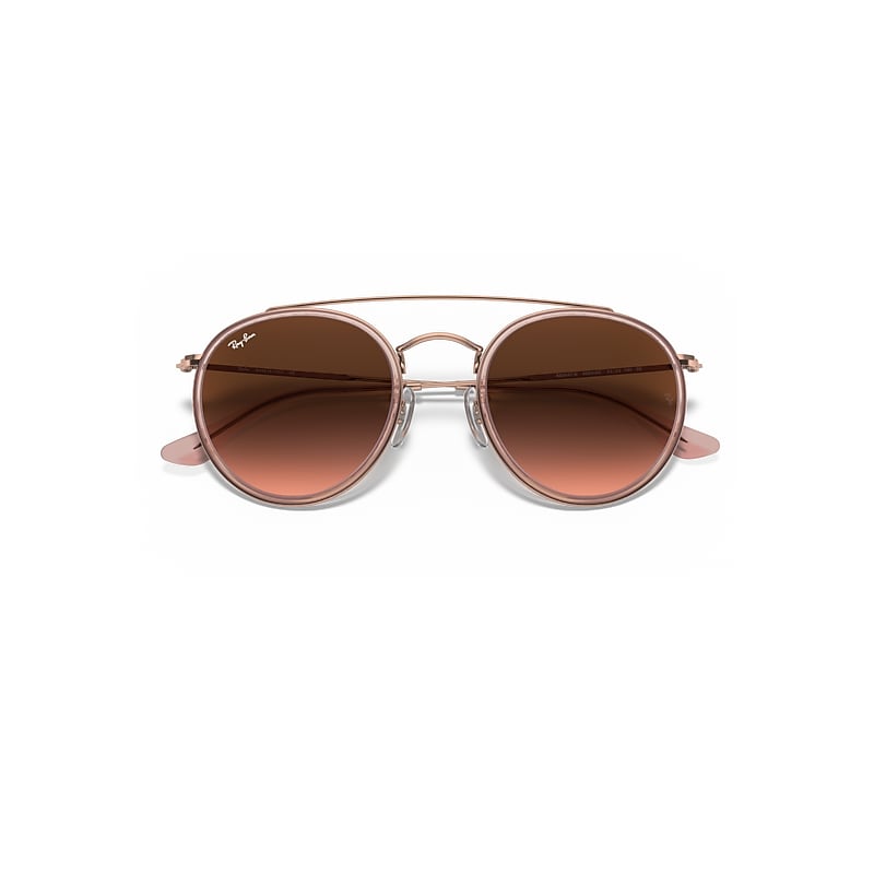 Ray-Ban Round Double Bridge Sunglasses Copper Frame Brown Lenses 51-22