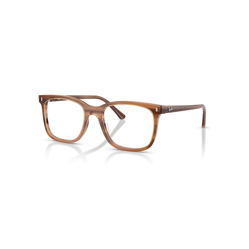 Ray-Ban Eyeglasses   - Striped Brown Frame Clear Lenses Polarized 53-19, RB5446