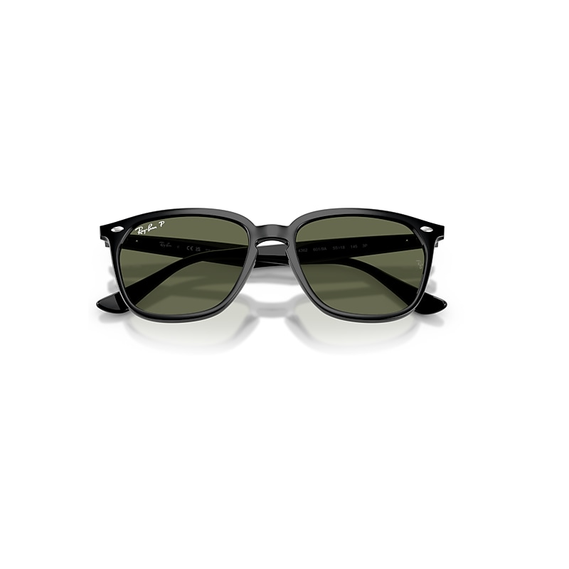 RB4362 Polarized Sunglasses in Black and G-15 Green Polarized (55