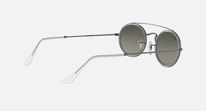 OVAL DOUBLE BRIDGE Sunglasses in Gunmetal and Grey Gradient (52-23