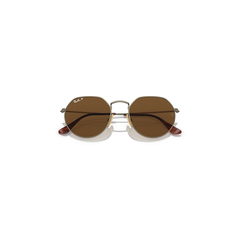 Ray-Ban Jack Titanium Sunglasses Gold Frame Brown Lenses Polarized 53-20