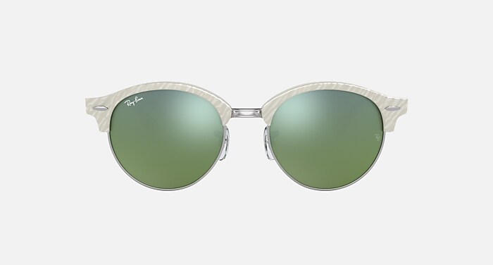 Rayban フルフィットモデル CLUBROUND RB4246F❶ CLUBROUND FLASH LENSES Sunglasses in White and Light Green Mirror