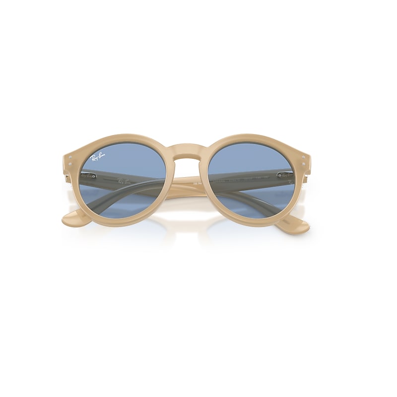 Ray-Ban 2180 Reverse Sunglasses Opal Beige Frame Blue Lenses 52-22