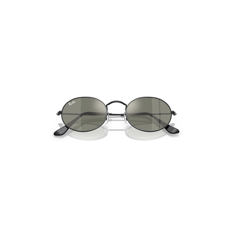Ray-Ban Oval Flat Lenses Sunglasses Black Frame Brown Lenses 51-21