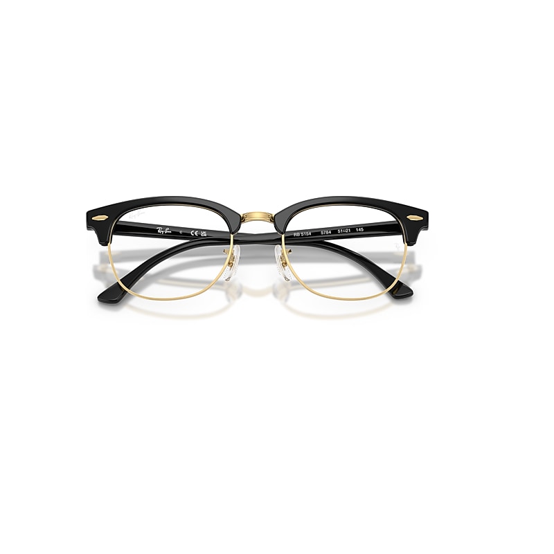 Ray-Ban Clubmaster Optics Optical Black Frame Clear Lenses Polarized 49-21