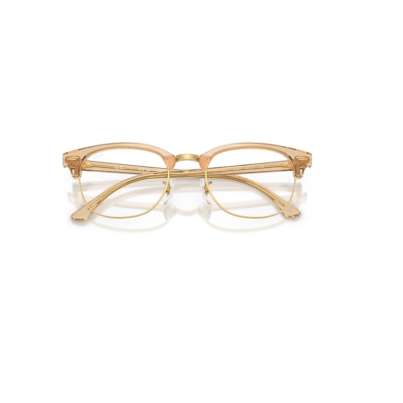 Ray-Ban Clubmaster Optics Change Eyeglasses Photo Waves Brown Frame Clear Lenses Polarized 51-21