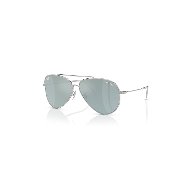 Ray-Ban Lenny Kravitz X Aviator Reverse Lunettes De Soleil - Monture Argent Verres Argent 59-11, RBR0101S
