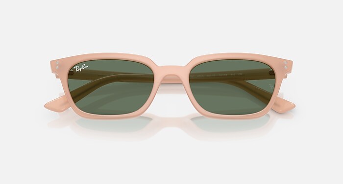 ZAYA BIO-BASED Sunglasses in Cloudy Natural Pink and Dark Green