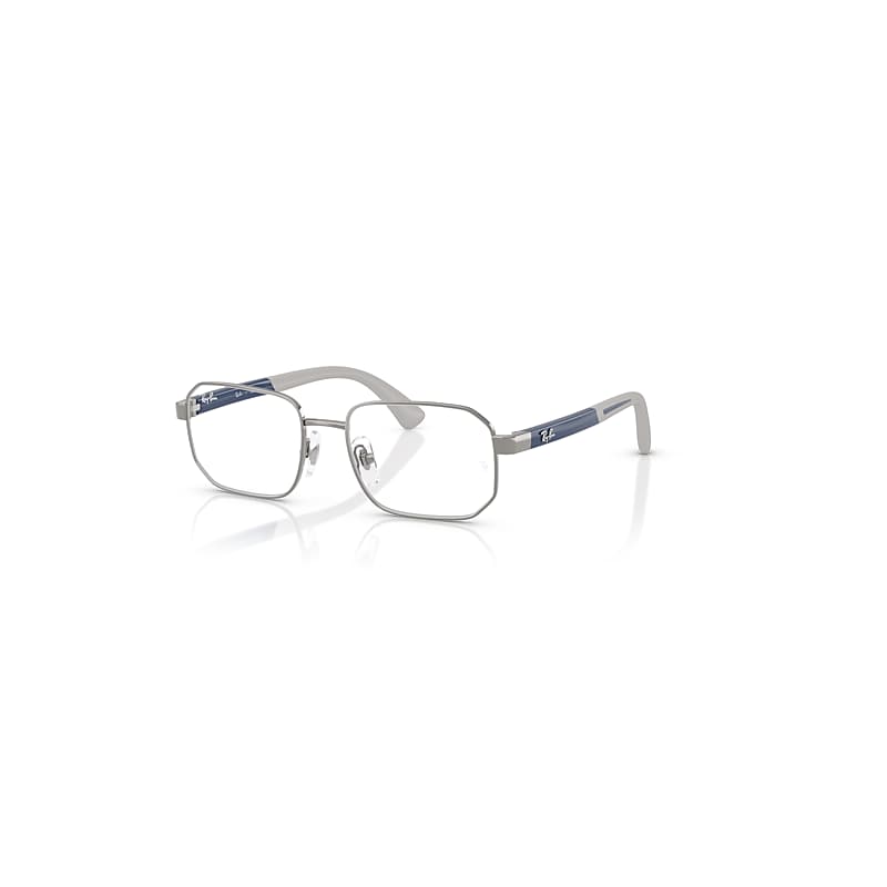 Ray-Ban Eyeglasses Unisex Rb1060 Optics Kids Bio-based - Blue On Rubber Grey Frame Clear Lenses Polarized 46-16