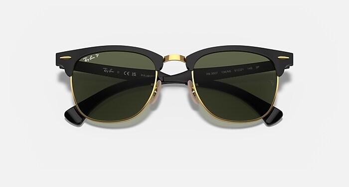 CLUBMASTER ALUMINUM Sunglasses in Black On Gold and G-15 Green