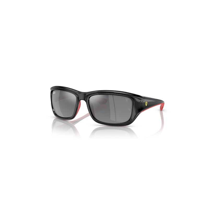 Ray-Ban Rb4405m Scuderia Ferrari Collection Sunglasses Black On Red Frame Silver Lenses 59-19