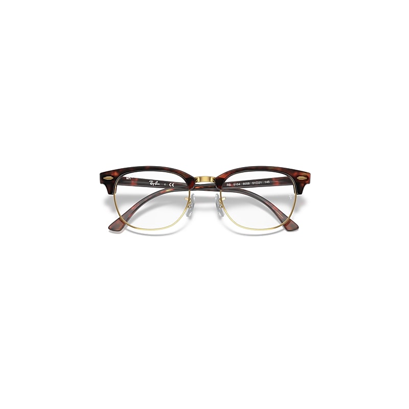 Ray-Ban Clubmaster Optics Eyeglasses Mock Tortoise Frame Clear Lenses 51-21