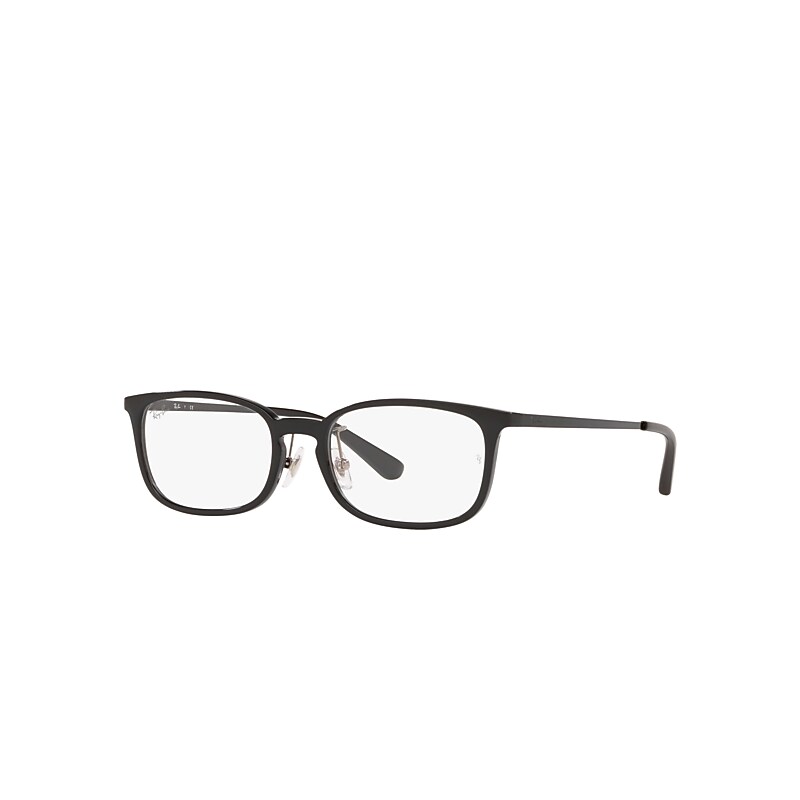Ray-Ban Eyeglasses Unisex Rb7182 Optics - Black Frame Clear Lenses Polarized 53-18