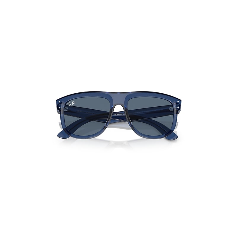 Ray-Ban Boyfriend Reverse Sunglasses Transparent Navy Blue Frame Blue Lenses 56-18