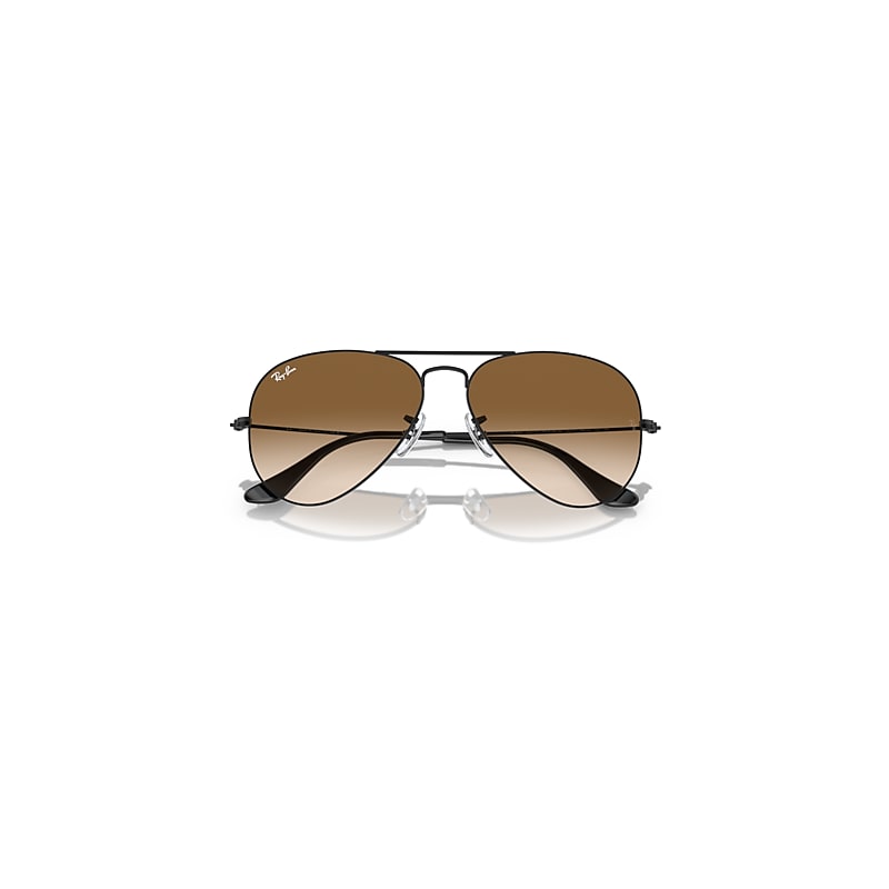 Ray-Ban Aviator Gradient Sunglasses Black Frame Brown Lenses 58-14