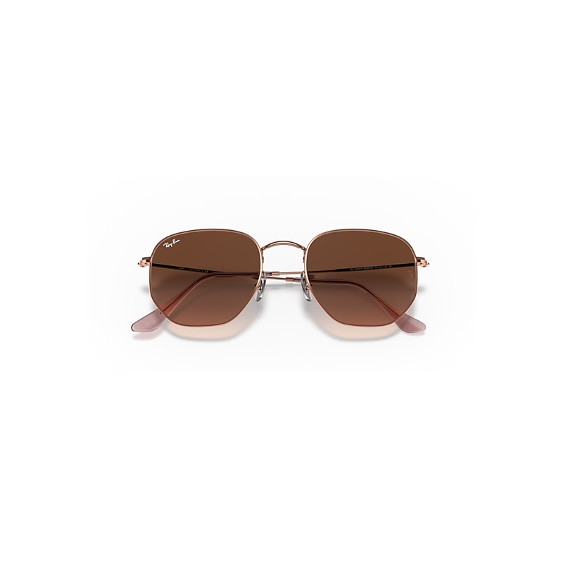 Ray-Ban RB3548N Hexagonal Metal Flat Lenses 9069A5 Men's Sunglasses Brown Size 54