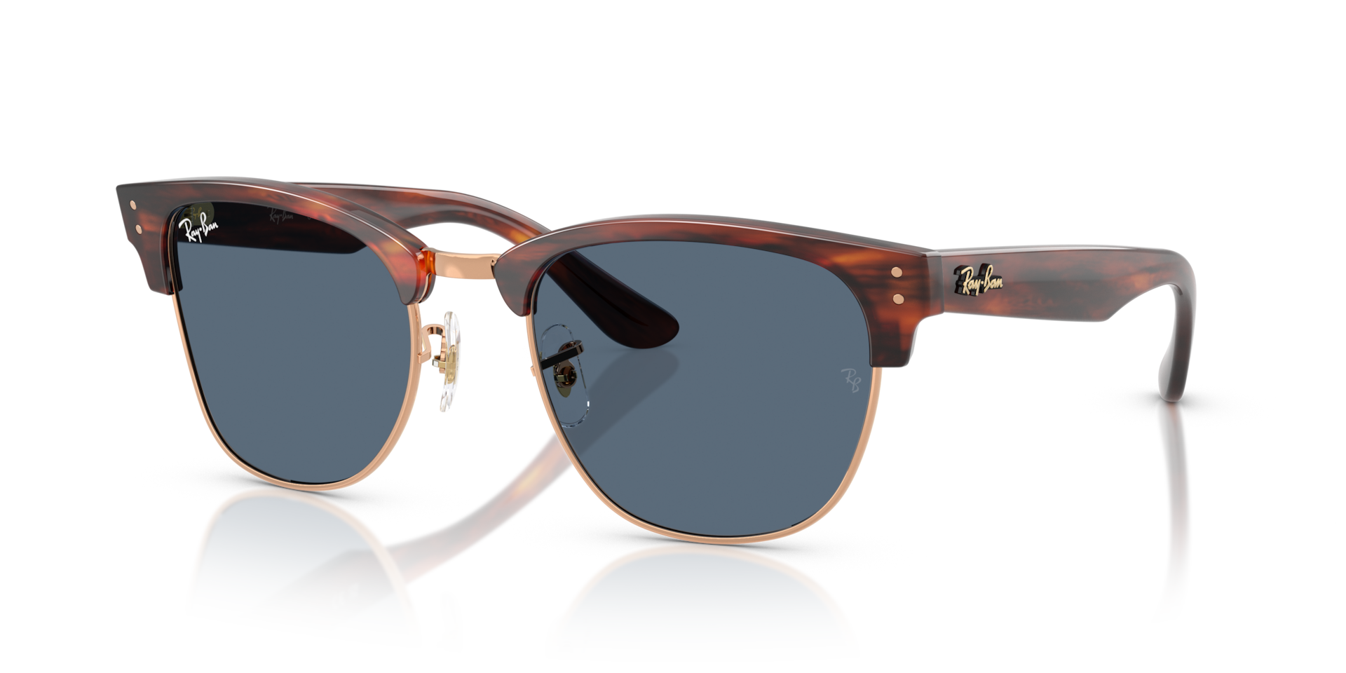 CLUBMASTER REVERSE Sunglasses in Striped Havana On Rose Gold and