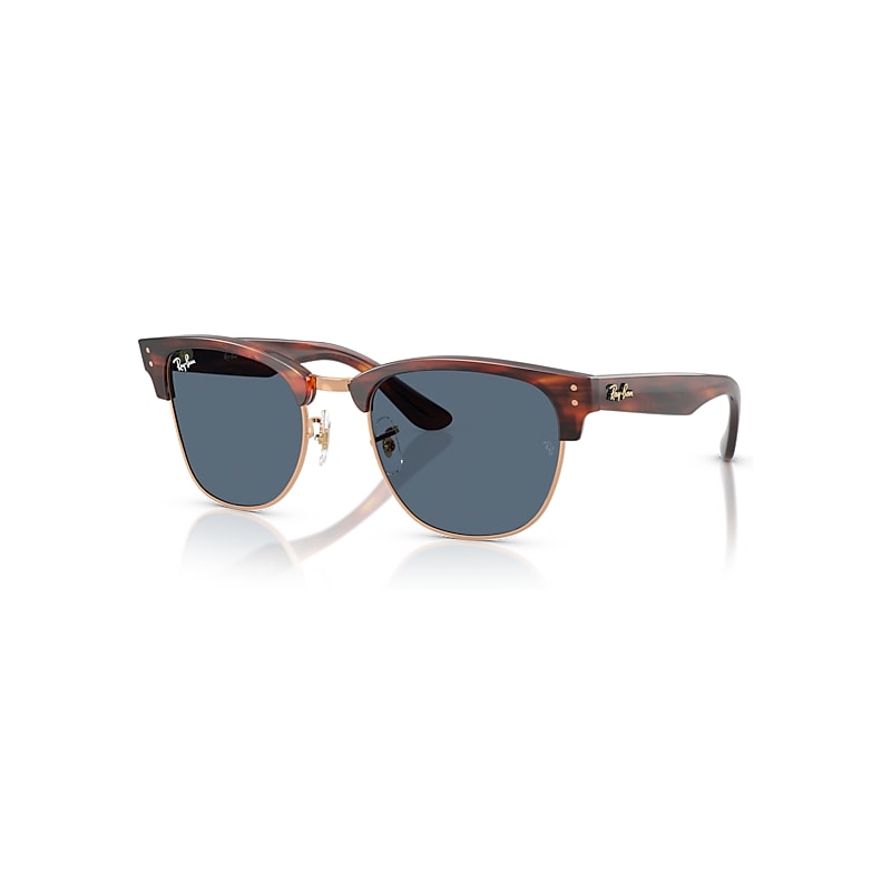 Ray-Ban Unisex Sunglass Clubmaster Reverse - Frame color: Striped Havana On Rose Gold, Lens color: Dark Blue - Image 6