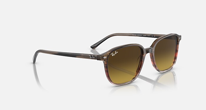 LEONARD Sunglasses in Striped Brown & Red and Brown (53-18