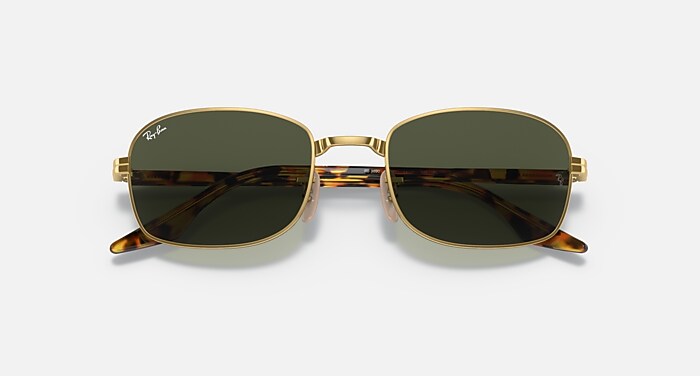 Rb3690 Sunglasses in Arista Gold Frame and Green Lenses (54-21