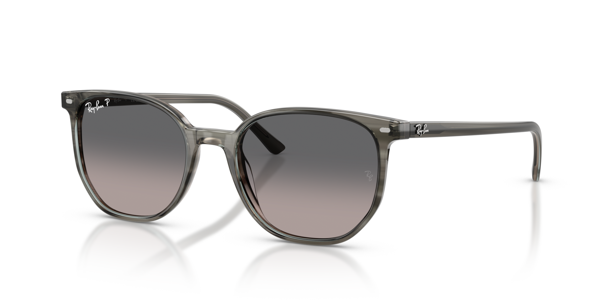 ELLIOT Sunglasses in Striped Grey and Polarized Grey Gradient