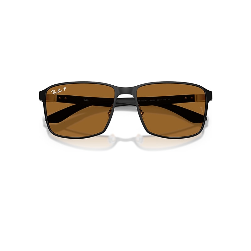 Ray-Ban Rb3721 Polarized + Lenses Sunglasses Black Frame Bronze Lenses Polarized 59-17
