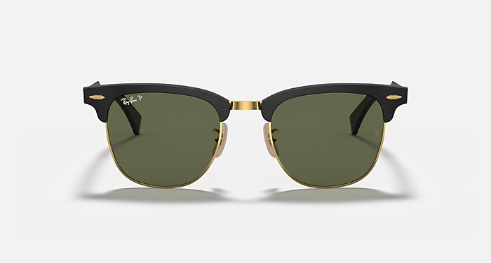 CLUBMASTER ALUMINUM Polarized Sunglasses in Black On Gold and G-15