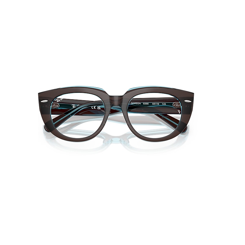 Ray-Ban Doreen Optics Eyeglasses Brown On Transparent Blue Frame Clear Lenses Polarized 48-19