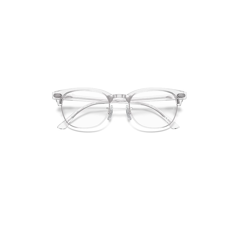 Ray-Ban Clubmaster Optics Eyeglasses White Transparent Frame Clear Lenses 53-21