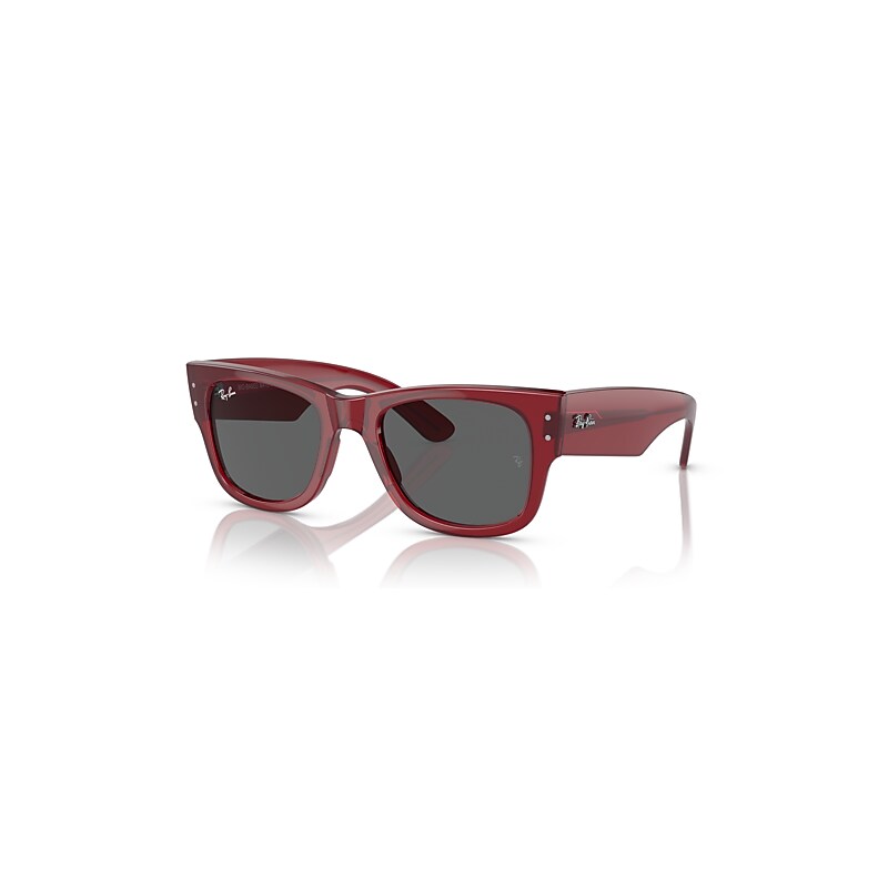 Ray-Ban Mega Wayfarer Bio-based Sunglasses Transparent Red Frame Grey Lenses 52-21