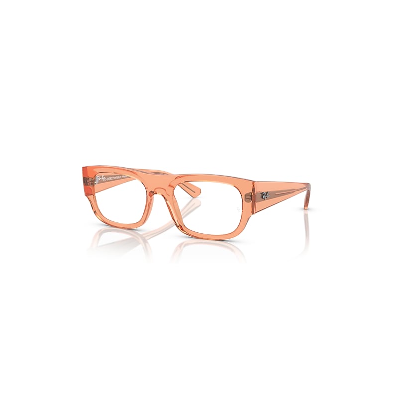 Ray-Ban Eyeglasses  Kristin Optics Bio-Based - Transparent Orange Frame Clear Lenses Polarized 52-20, RB7218