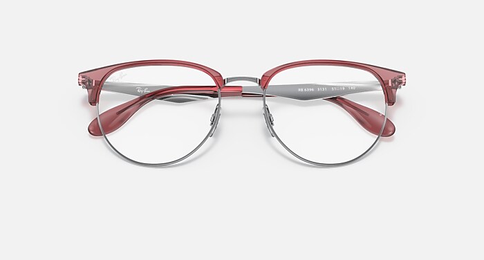 RB6396 OPTICS Eyeglasses with Transparent Red On Silver Frame