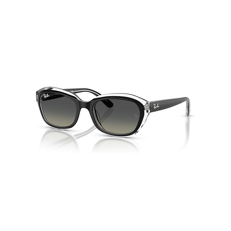 Ray-Ban Sunglasses Kids State Street Kids - Black On Transparent Frame Grey Lenses 48-17, RB9081S