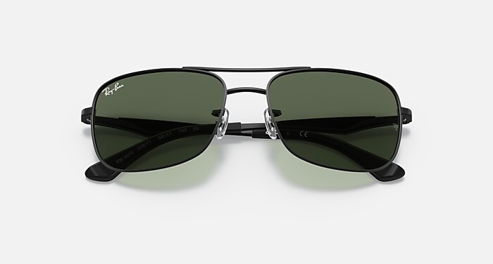 Ray-Ban RB3515 サングラス Rb3515 Sunglasses in Black Frame and Green Lenses (61-17) - RB3515