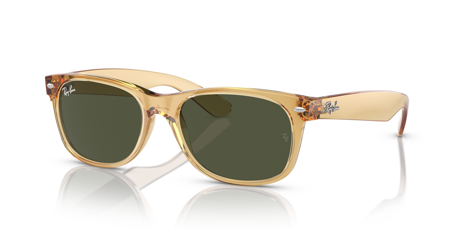 Ray-Ban New Wayfarer X The Ones Lunettes De Soleil - Monture Transparent Marron Clair Verres Vert 55-18 122 €