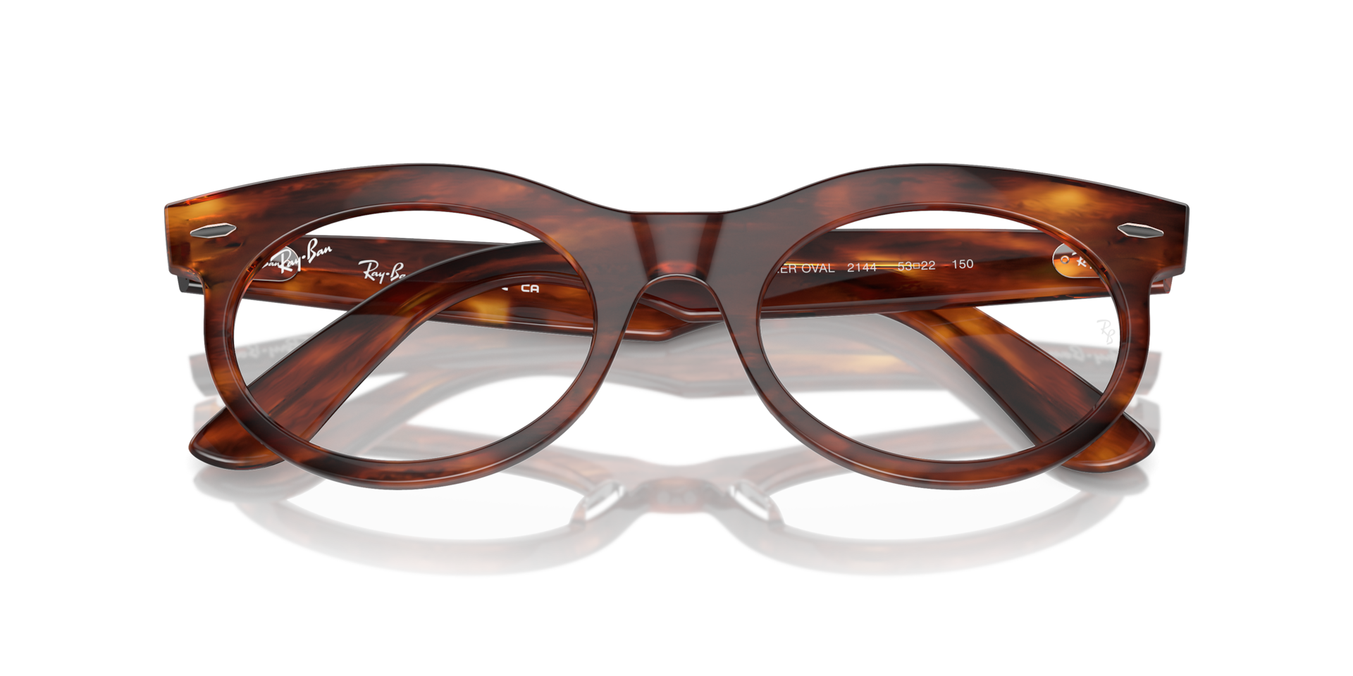 Ray-Ban Wayfarer Oval Optics Eyeglasses Striped Havana Frame Clear Lenses Polarized 50-22 147$