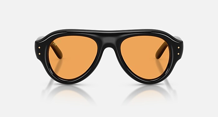 Ray-Ban Black frame orange lenses Aviator Sunglasses Ray-Ban x A$AP Rocky Aviator Puffer Black Frame W/ Orange  main image 3