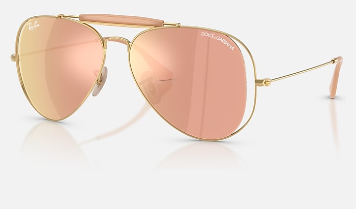 Ray-Ban The Outdoorsman By Dolce&gabbana Sunglasses in Polished Arista Gold and Dark Brown
