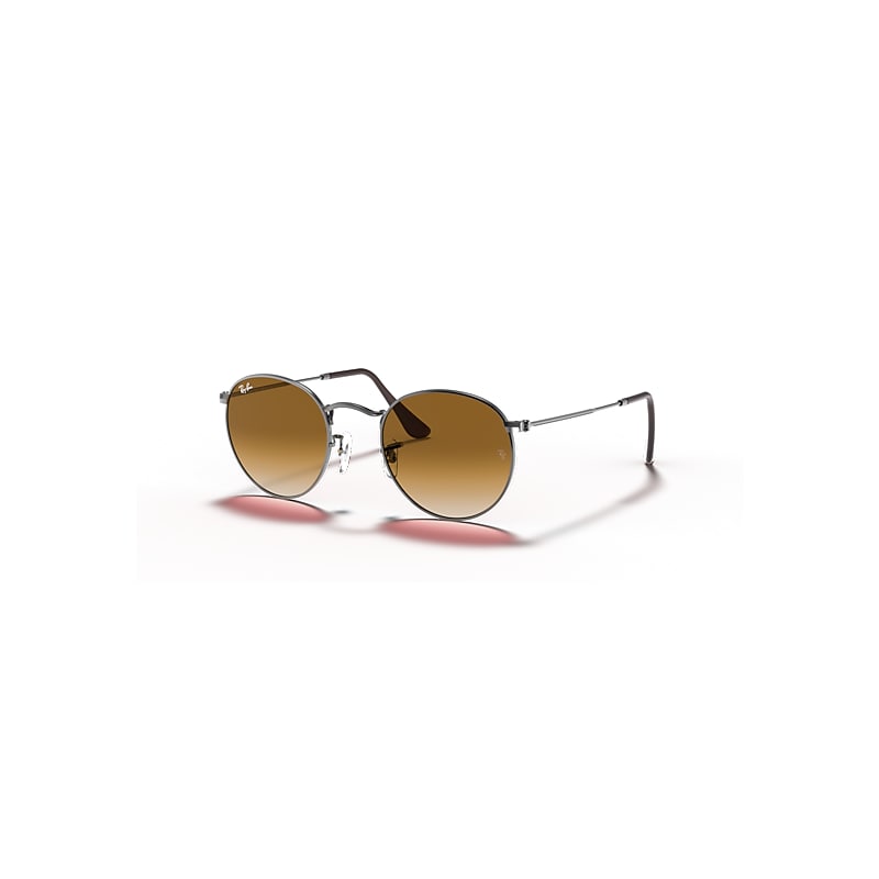 Ray-Ban Sunglasses Men's Round Flat Lenses - Gunmetal Frame Brown Lenses 53-21, RB3447N