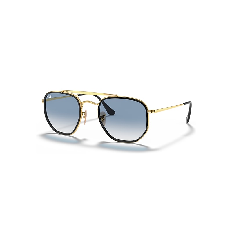 Ray-Ban Irregular Sunglasses - Gold - Hexagonal - Blue Lenses - Image 5