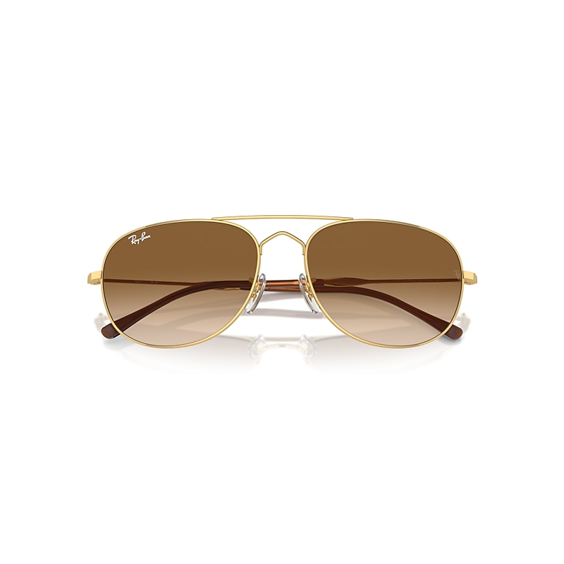 Ray-Ban Bain Bridge Sunglasses Arista Gold Frame Brown Lenses 57-17
