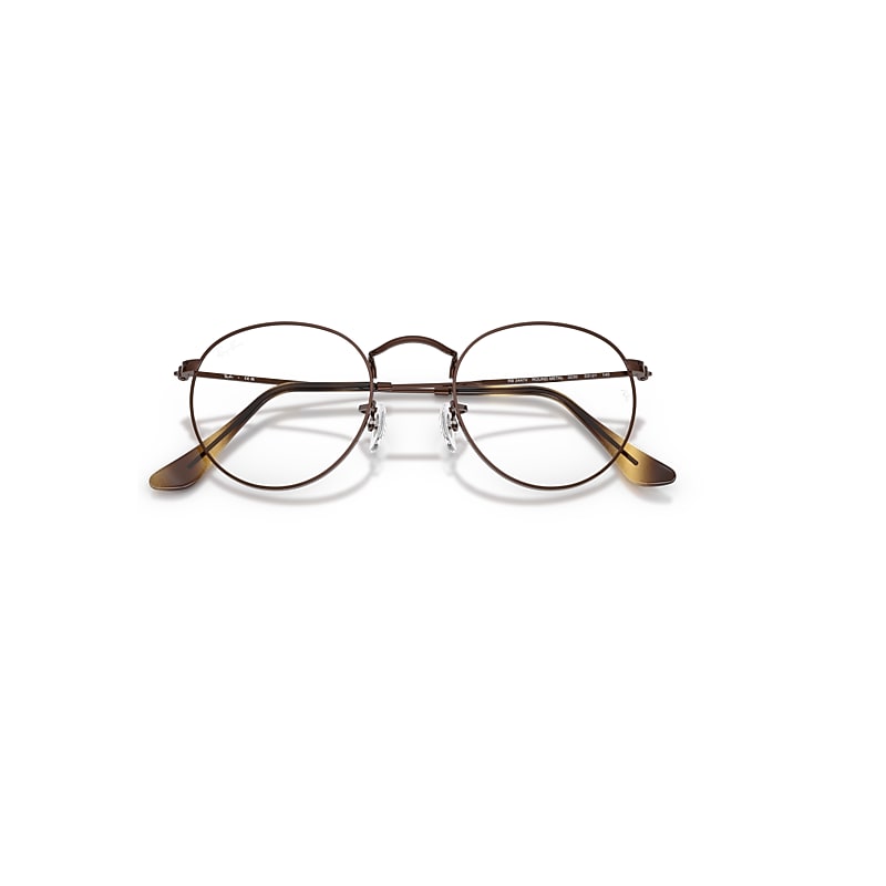 Ray-Ban Round Metal Optics Optical Brown Frame Transparent Lenses 50-21